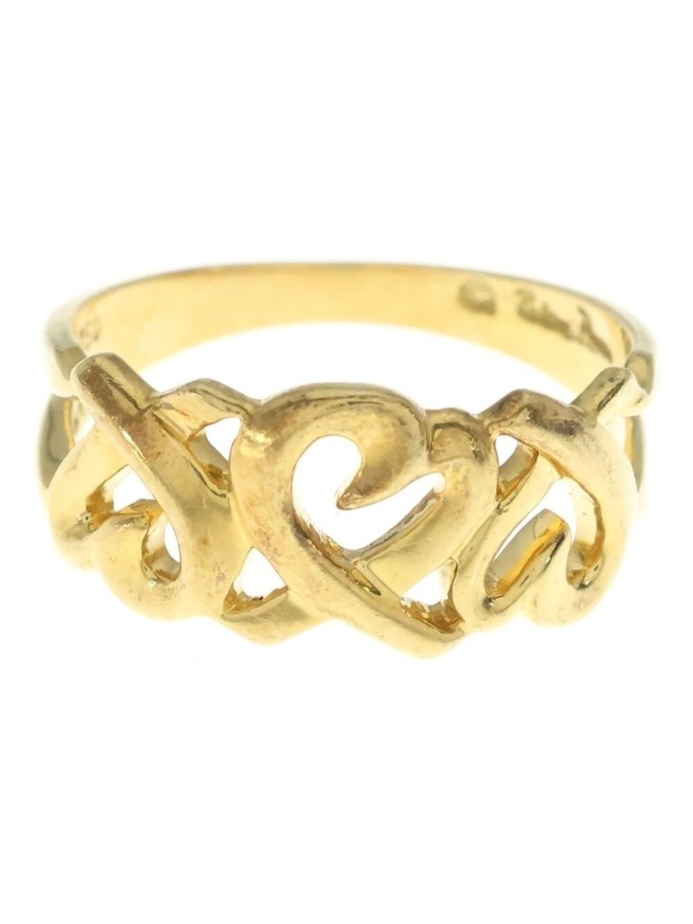Tiffany & Co 18k Yellow Gold Paloma Picasso Triple Loving Heart Ring